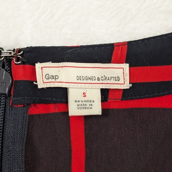 Gap Shift Dress‎ Womens Small Black Red Window Pain Grid Pattern 3/4 Sleeve Midi - Picture 5 of 11